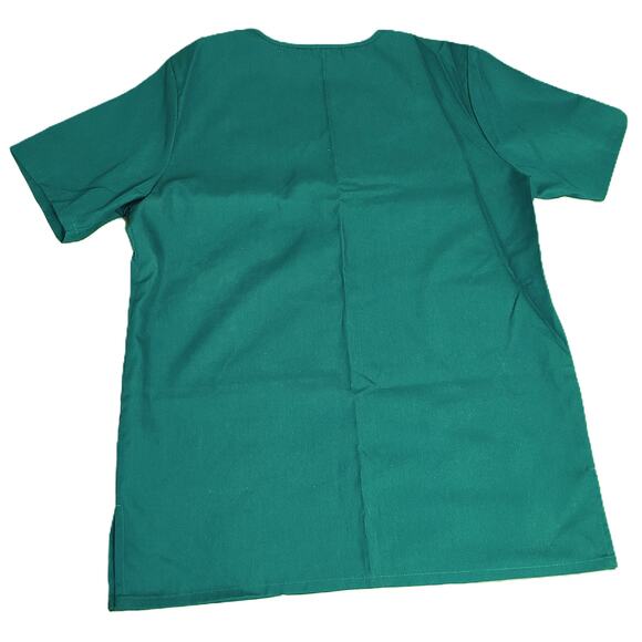 Cherokee Unisex Scrub Top Medium Short Sleeve Pullover Pockets Forest Green - Picture 2 of 4